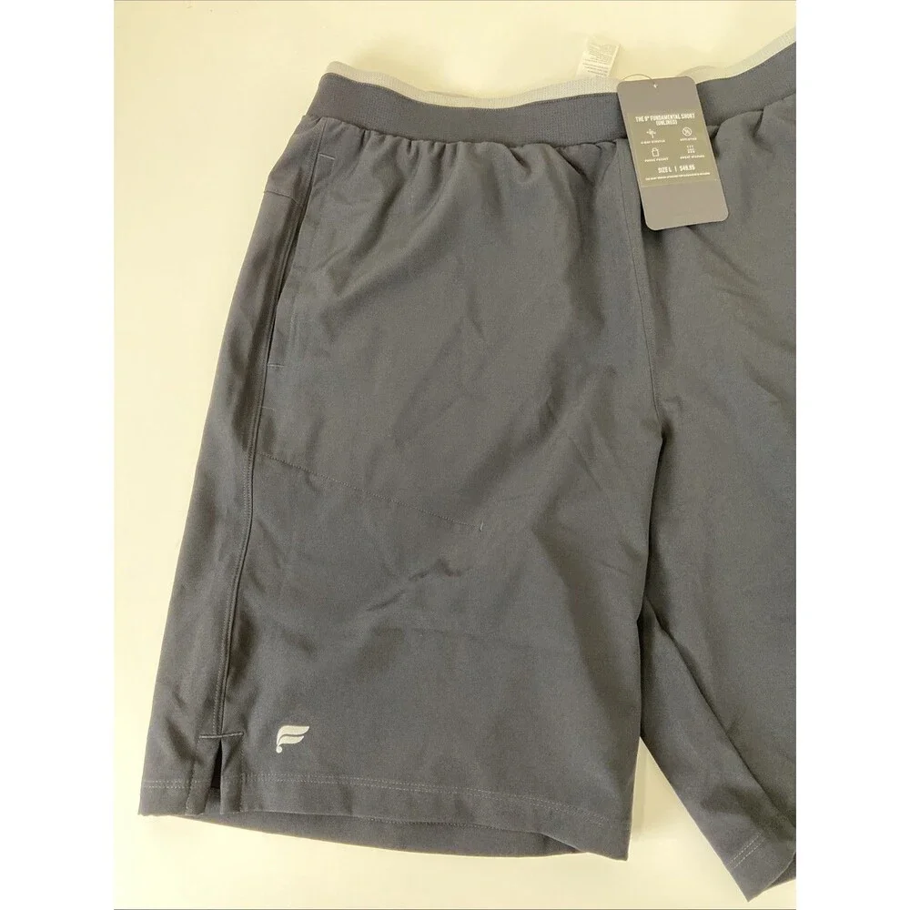 Fabletics Fundamental Short II Men's Large 9”Inseam Black Unlined Pockets NWT